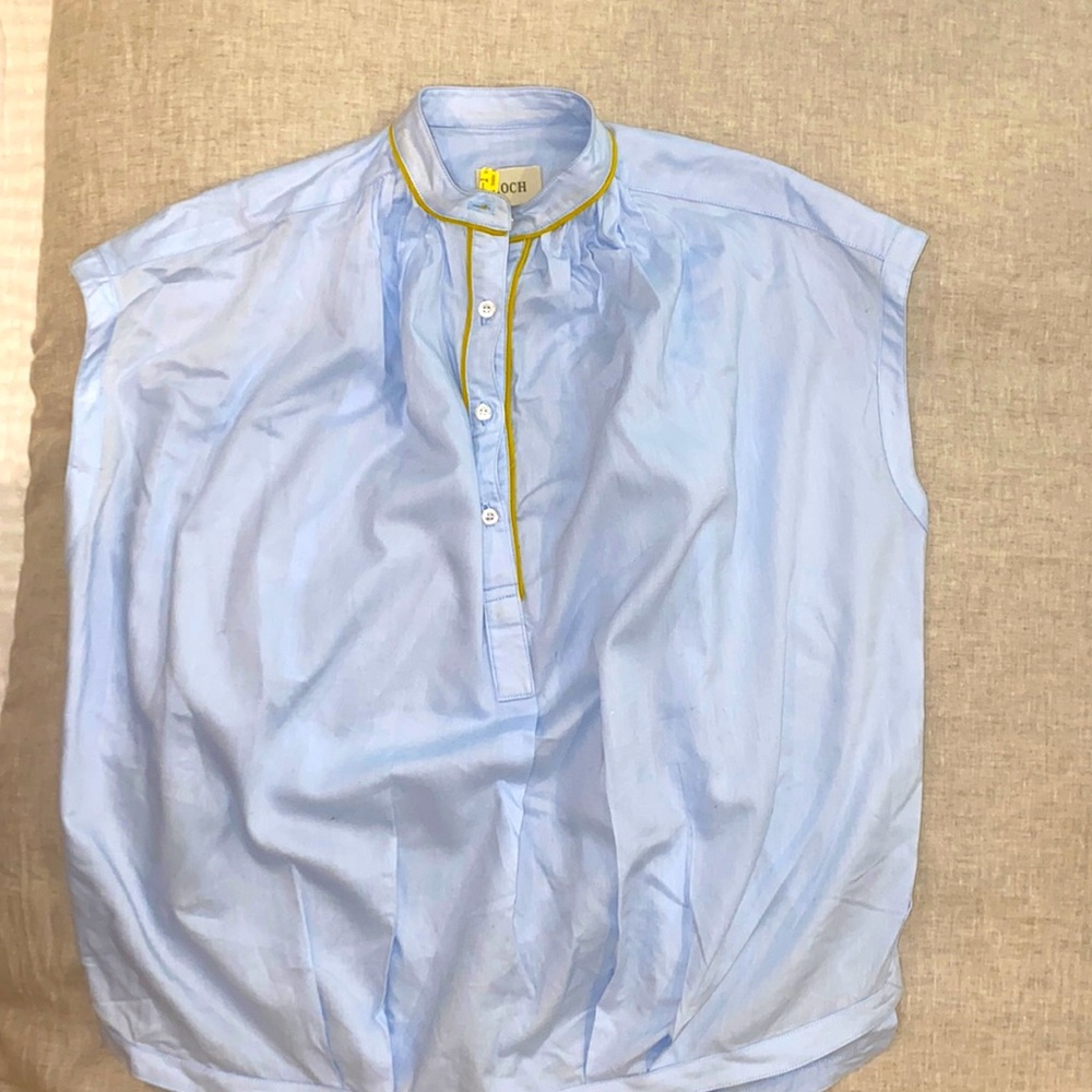 EUC—Koch top in blue with piping details size XS